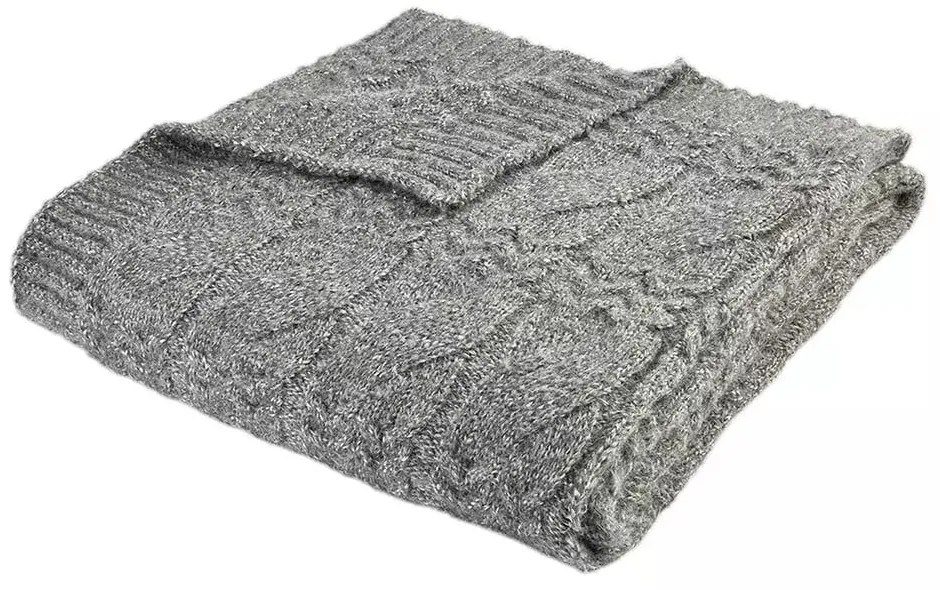 Coperta grigia a maglia 150x200 cm Cable Knit - Bianca