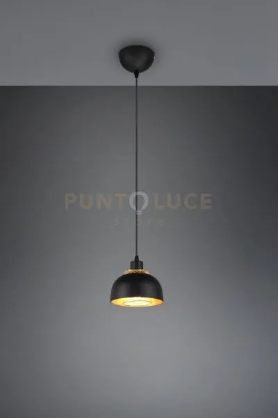 Punch sospensione metallo nero e oro d. 18cm 1 luce attacco e27