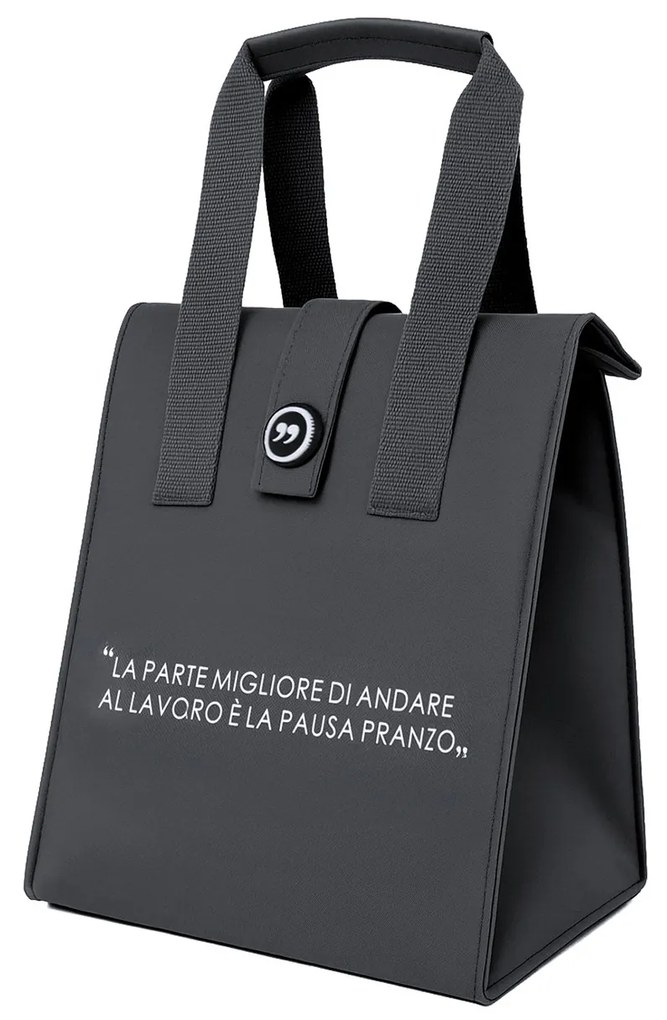 Borsa porta pranzo termica 12 L grigio con scritta