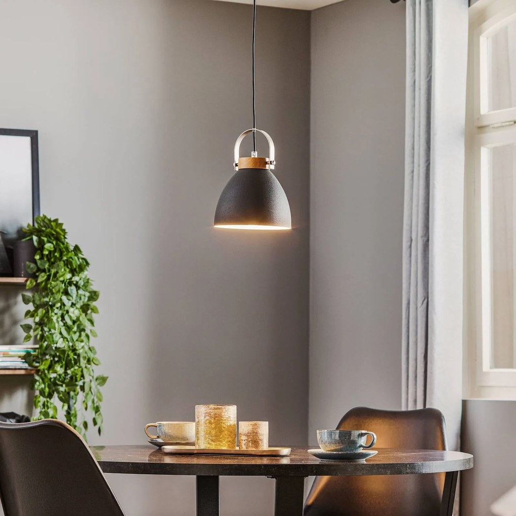 Lampada a sospensione Bergen Lamkur, dimmerabile, Nero, Soggiorno / Sala da pranzo, Metallo, Moderno, Lampada a sospensione