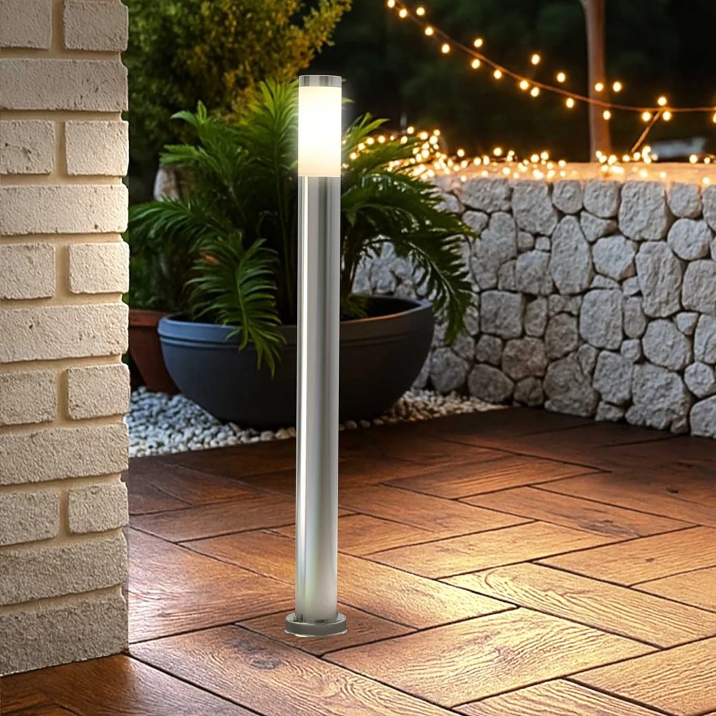 Paletto da Giardino 100cm Acciaio Inox IK06 IP54 Base E27