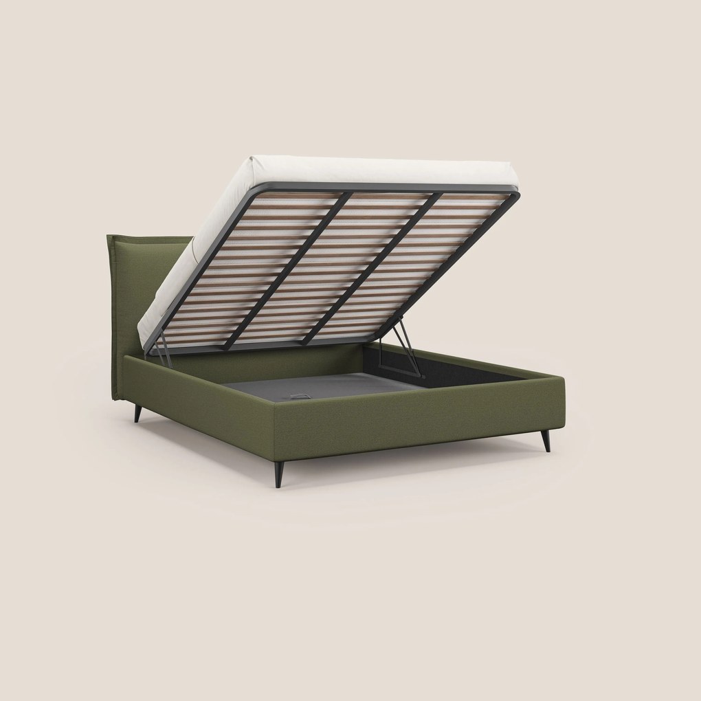 Hans letto contenitore imbottito minimal in tessuto simil cotone impermeabile T19 verde