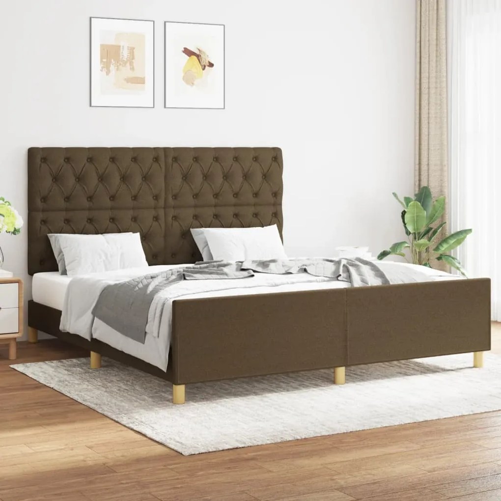 Giroletto Senza Materasso Marrone Scuro 160x200 Cm Tessuto /