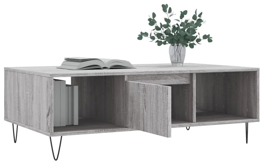 Tavolino da salotto grigio sonoma 104x60x35cm legno multistrato