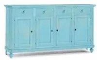 Madia credenza 4 porte in legno shabby chic azzurro consumato 196x43x96