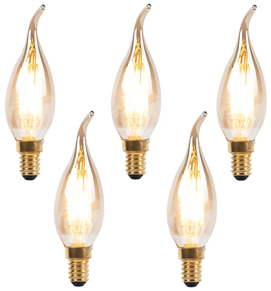 Set di 5 lampadine a fiamma LED dimmerabili E14 240V 3W 250lm