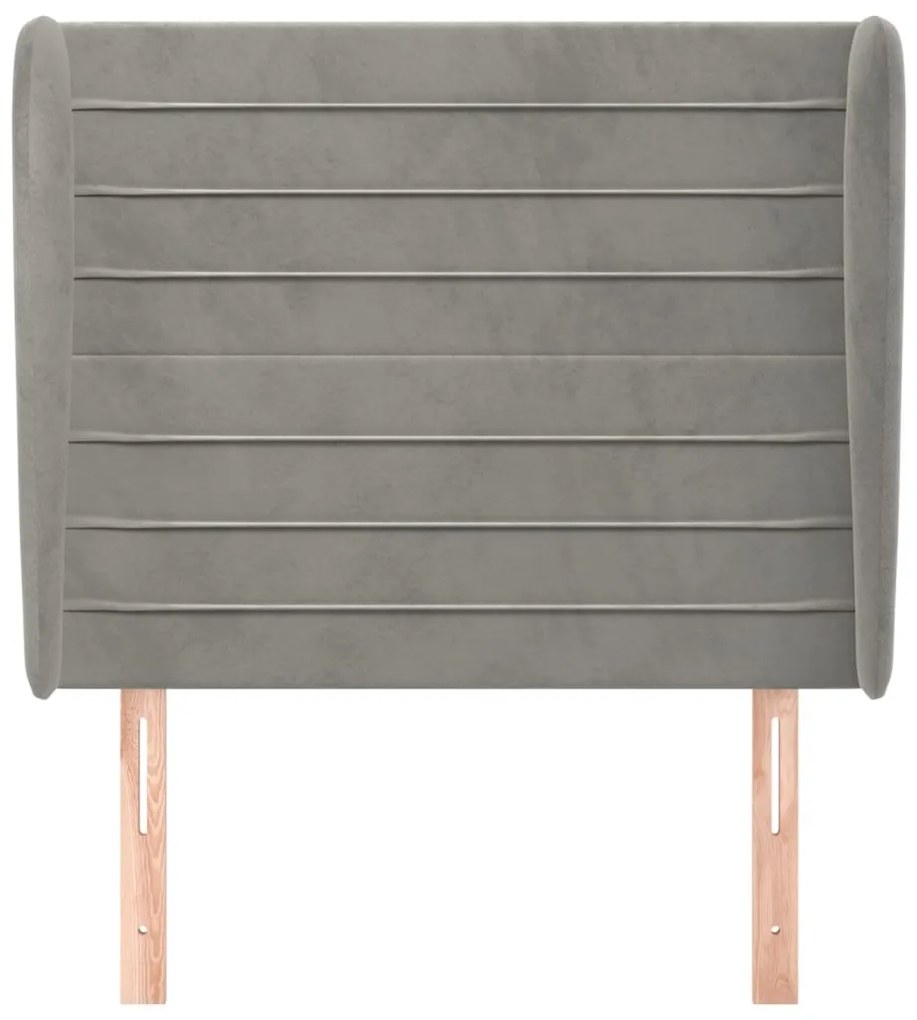 Testiera ad orecchio grigio chiaro 103x23x118/128 cm in velluto