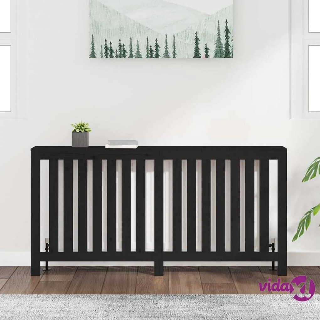 vidaXL Copertura Termosifone Nera 169x19x84 cm Legno Massello di Pino
