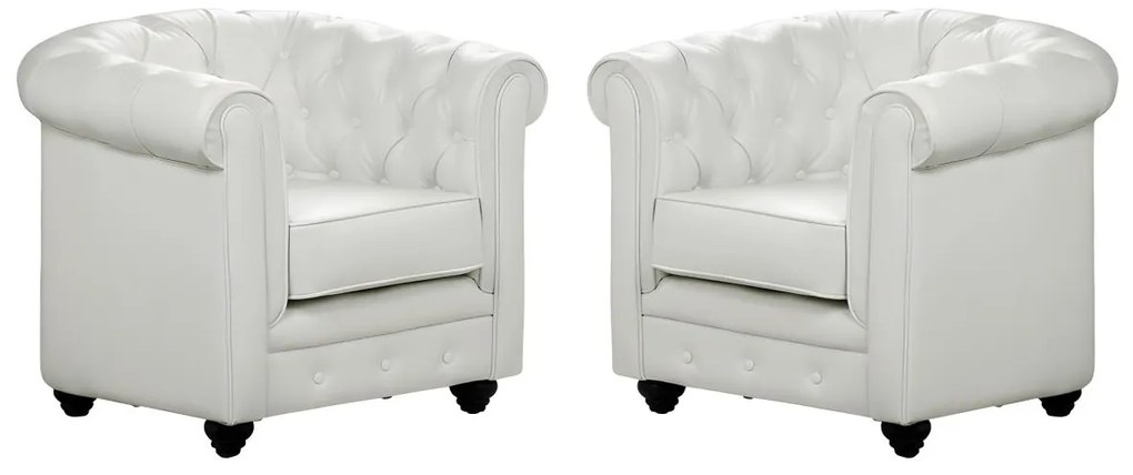 Poltrone CHESTERFIELD in similpelle Bianche - Lotto di 2