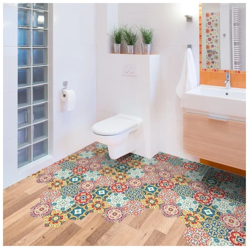 Set di 10 adesivi per pavimenti Esagoni adesivi per pavimenti, 40 x 90 cm Lorena - Ambiance