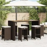 Sgabelli Bar da Giardino con Cuscini 6 pz Marroni in Polyrattan 368691