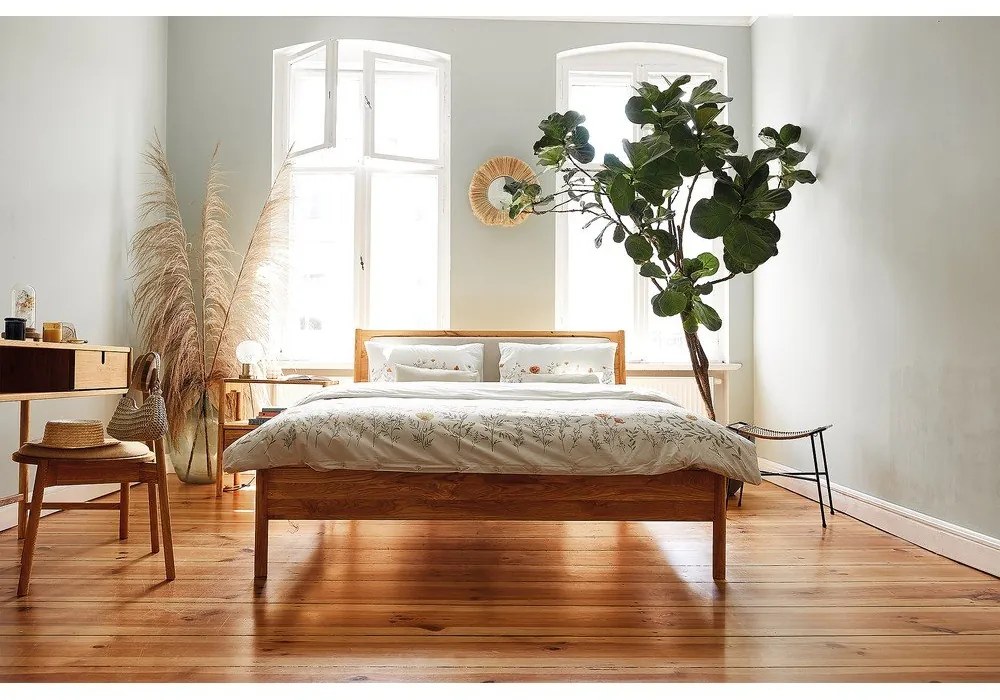 Letto matrimoniale in rovere con testiera imbottita 140x200 cm Pola - The Beds