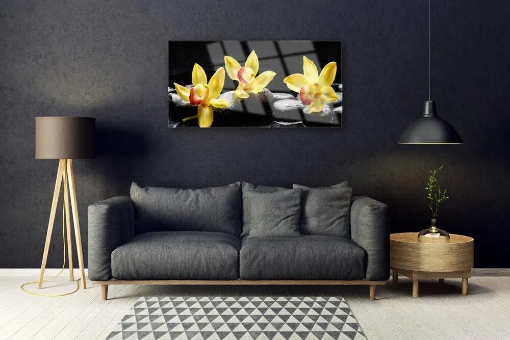 Quadro su vetro acrilico Pianta dell'orchidea del fiore 100x50 cm