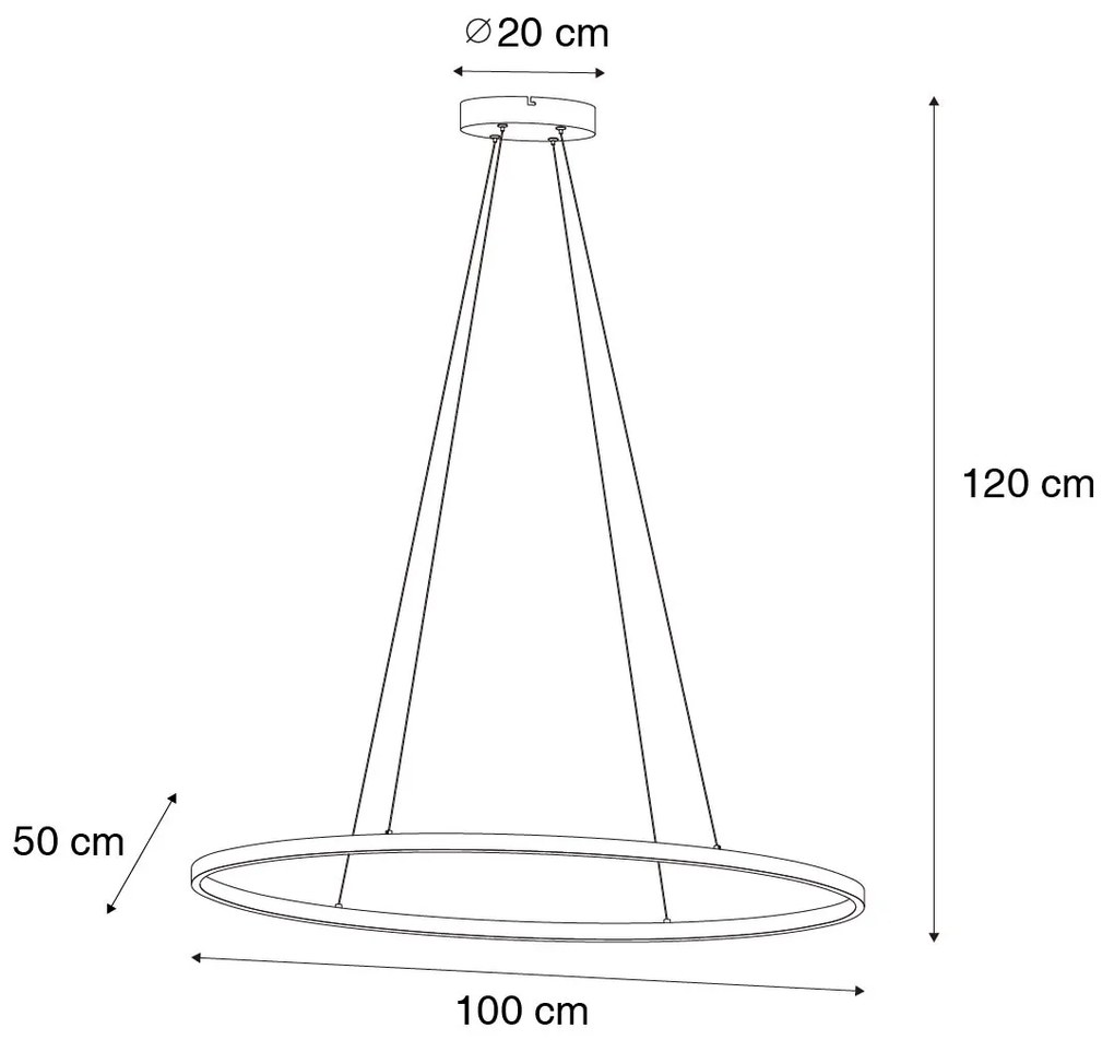 Lampada a sospensione di design ovale nera con LED a 3 livelli di dimmerazione - Ovallo