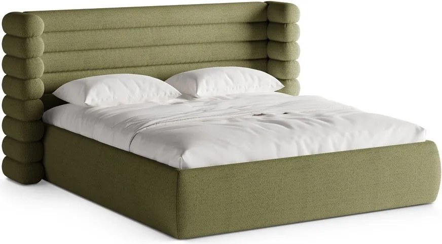 Letto matrimoniale imbottito verde con contenitore con rete inclusa 200x200 cm Mount – Micadoni