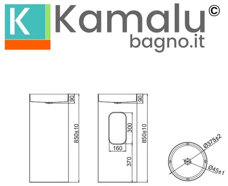 Kamalu - lavabo da terra cilindrico con drenaggio laterale finitura gun metal |