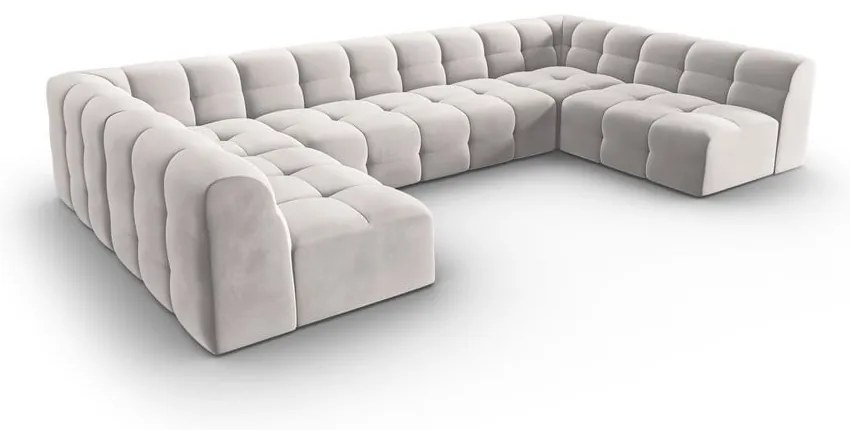 Divano angolare in velluto grigio chiaro (a U) Kendal - Micadoni Home