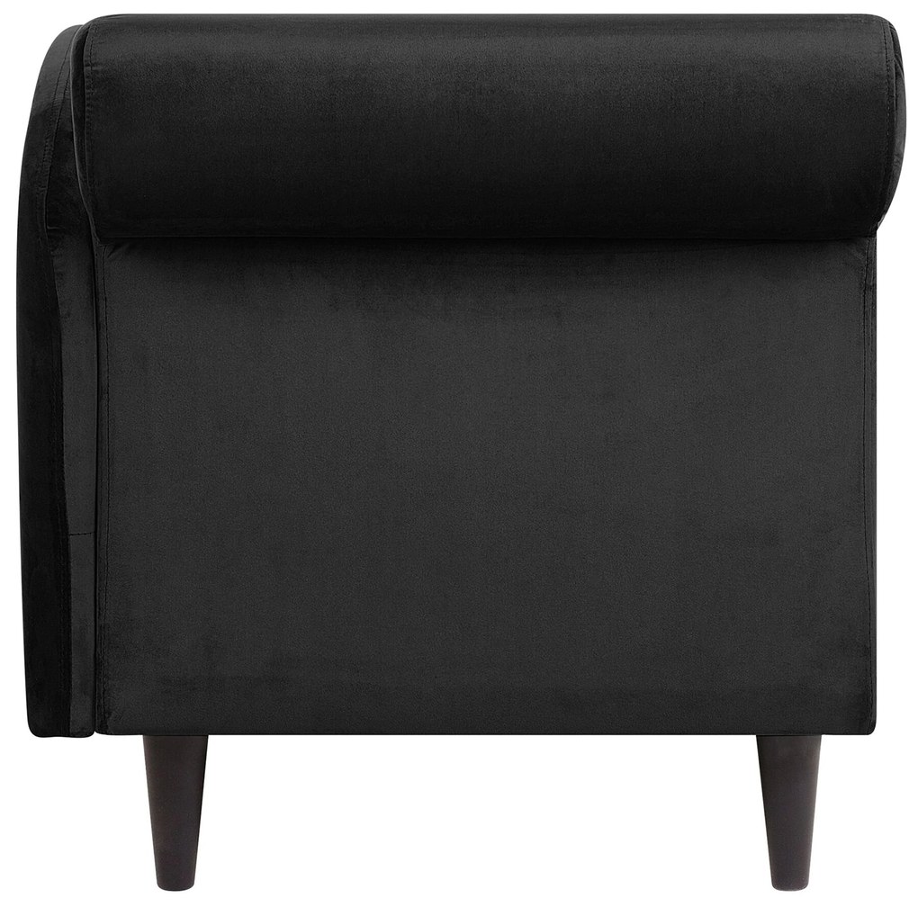 Chaise longue velluto nero e legno scuro lato sinistro LUIRO Beliani