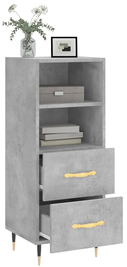 Credenza grigio cemento 34,5x34x90 cm in legno multistrato