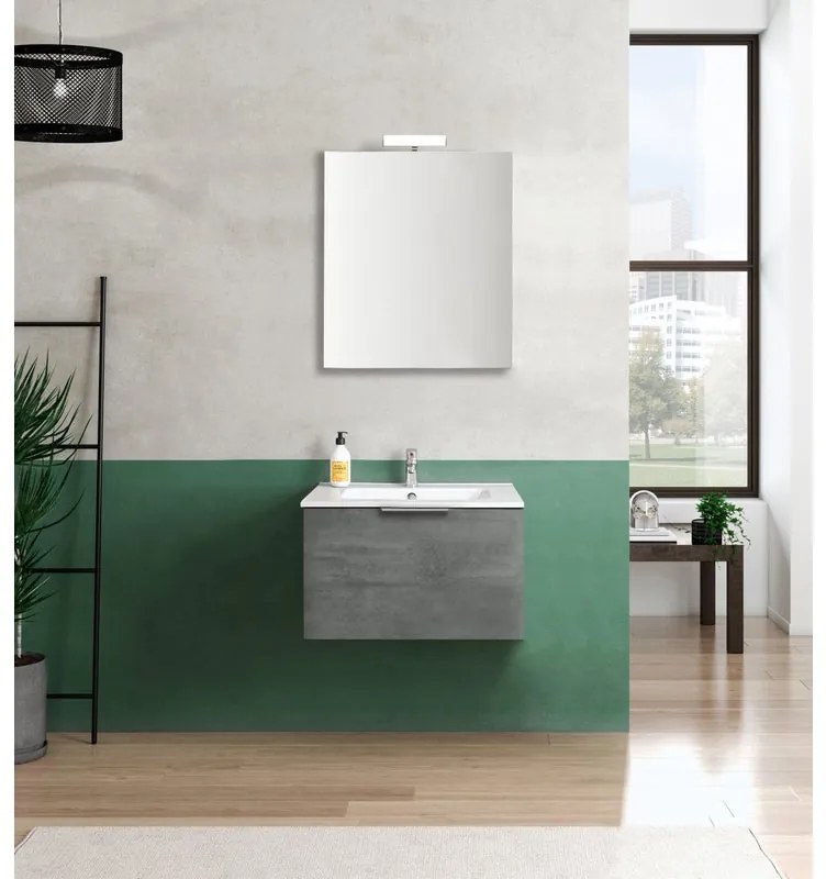 Mobile sottolavabo e lavabo Portaland cemento L 59 cm 1 vasca