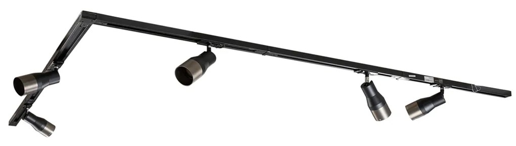 Sistema di illuminazione su binario moderno con 5 faretti in metallo canna di fucile monofase - Iconic Kohua