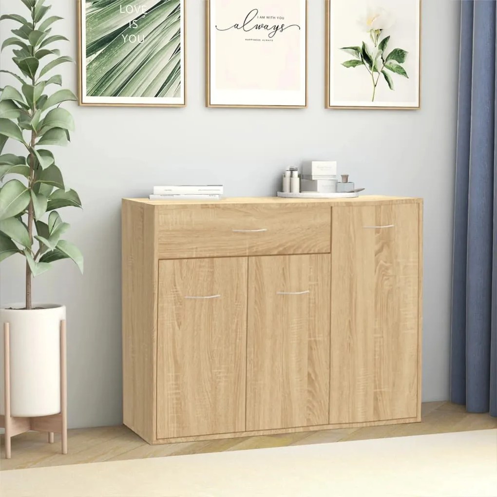 Credenza Rovere Sonoma 88x30x70 Cm İn Legno Multistrato /