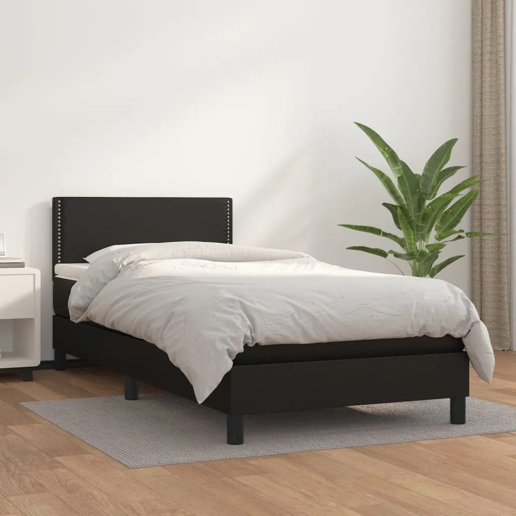 Giroletto A Molle Con Materasso Nero 100x200 Cm İn Similpelle /
