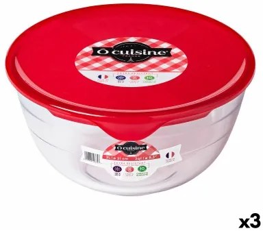 Porta Pranzo Rotondo con Coperchio Ô Cuisine Prepstore Ocu Rosso 1 L 17 x 17 x 9 cm Vetro (3 Unità)