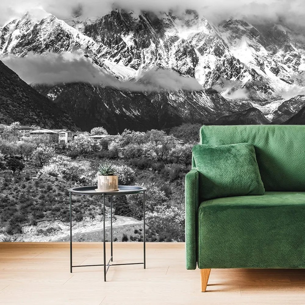 Fotomurale – Paesaggio montano unico in bianco e nero