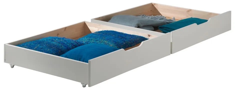 Cassetti bianchi sotto il letto dei bambini 2 pezzi Pino - Vipack