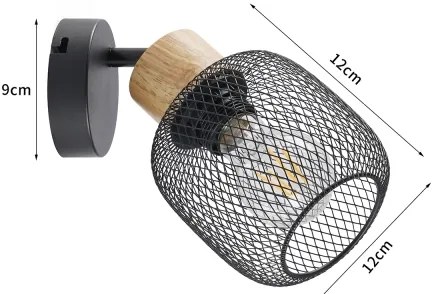 Brilagi - Faretto da parete BASKLITE 1xE27/15W/230V legno di hevea/nero