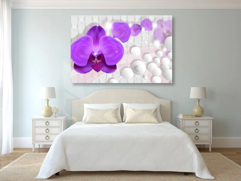 Quadro su tela – Orchidea su sfondo astratto