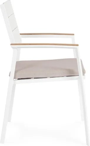 Sedia Da Esterno In Alluminio Con Braccioli E Cuscino Zelmar Bianco Bizzotto