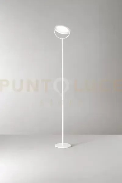 Plato piantana in metallo bianco interruttore on/off e dimmer a ped...