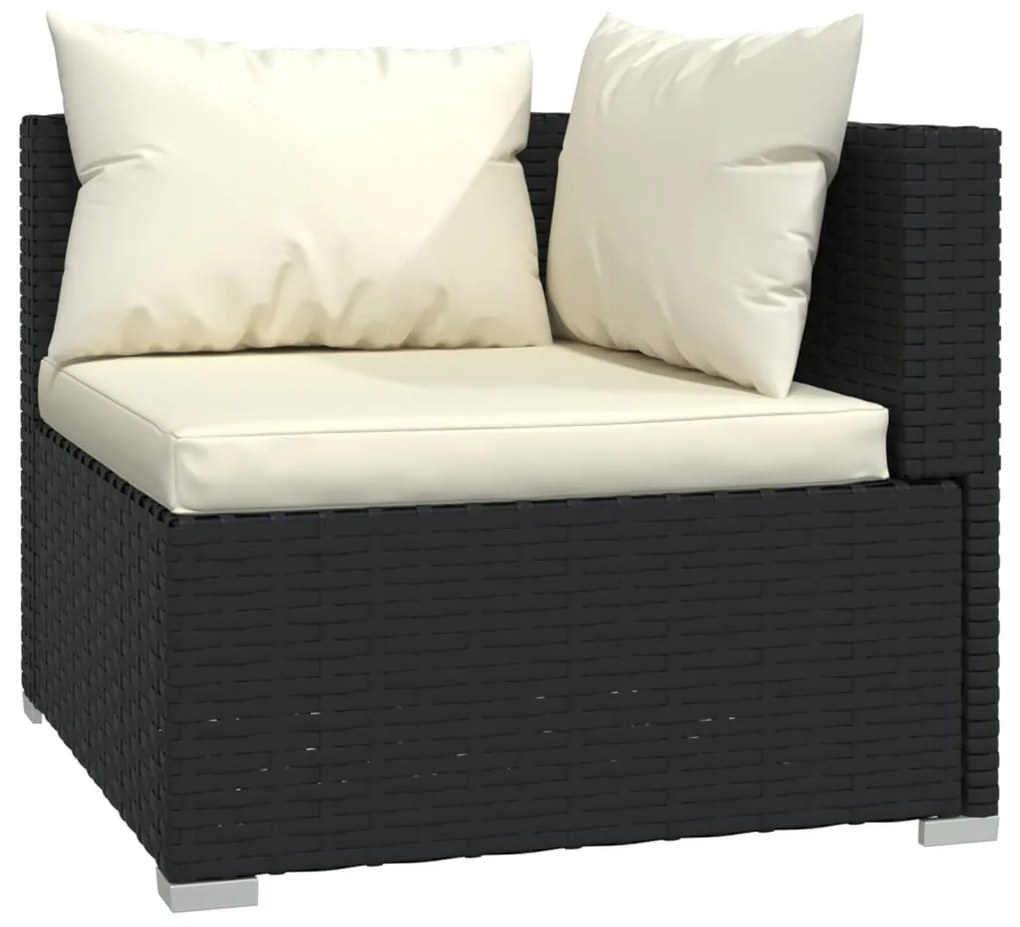 Set divani da giardino 11 pz con cuscini in polyrattan nero