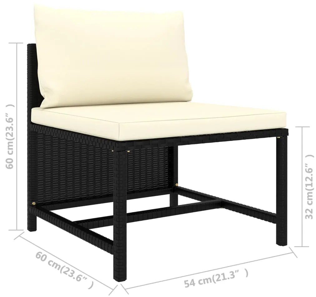 Set Divani da Giardino 9 pz con Cuscini in Polyrattan Nero