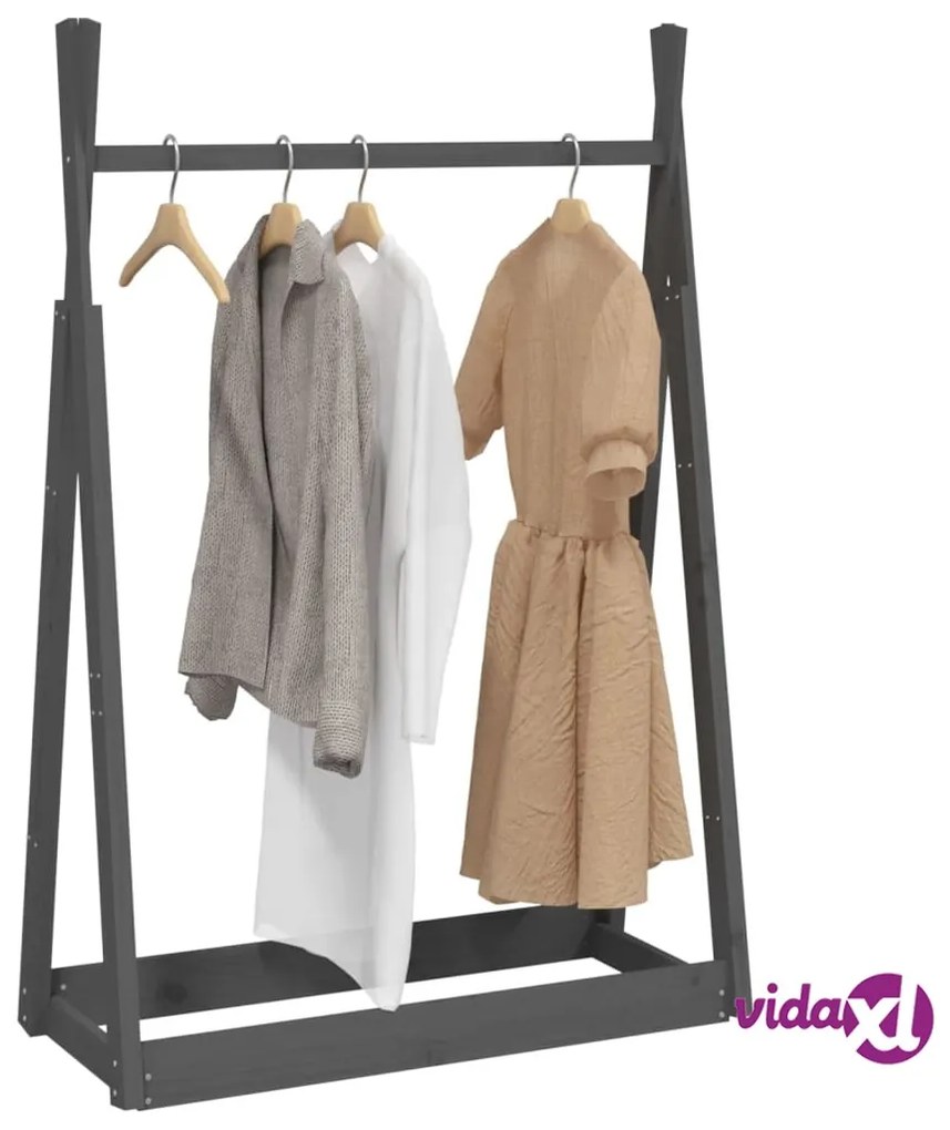 vidaXL Appendiabiti Grigio 100x45x150 cm in Legno Massello di Pino