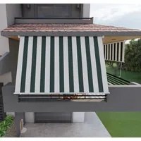 Tenda da sole a caduta con bracci 300cm telo impermeabile verde e bianco Golisa