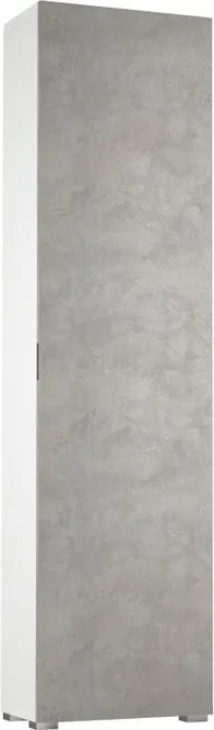 Scarpiera TERRANEO 1 anta apertura battente, doppia profondità L 50 x H 183 x P 30 cm 16 paia, bianco e grigio cemento