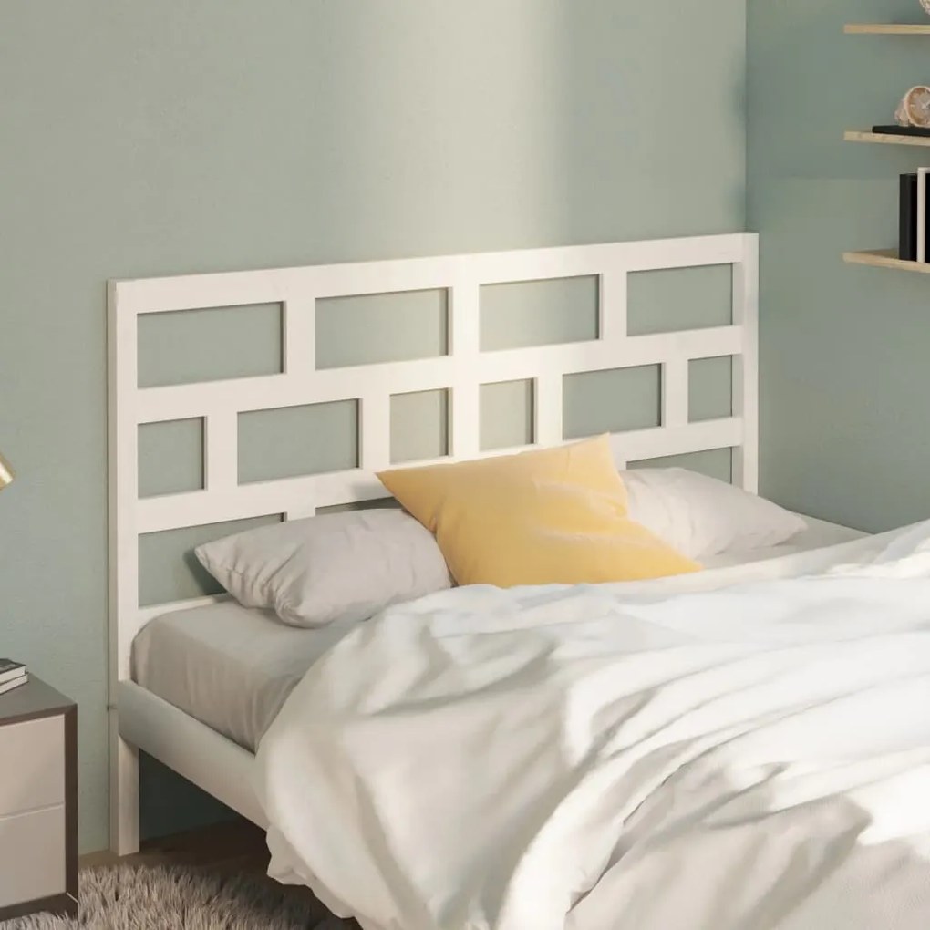 Testiera per letto bianca 156x4x100cm in legno massello di pino