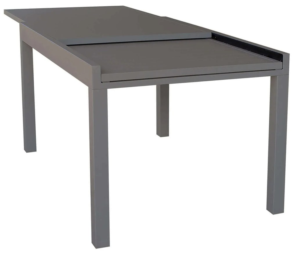 JERRI - set tavolo in alluminio cm 135/270 x 90 x 75 h con 6 poltrone Lotus