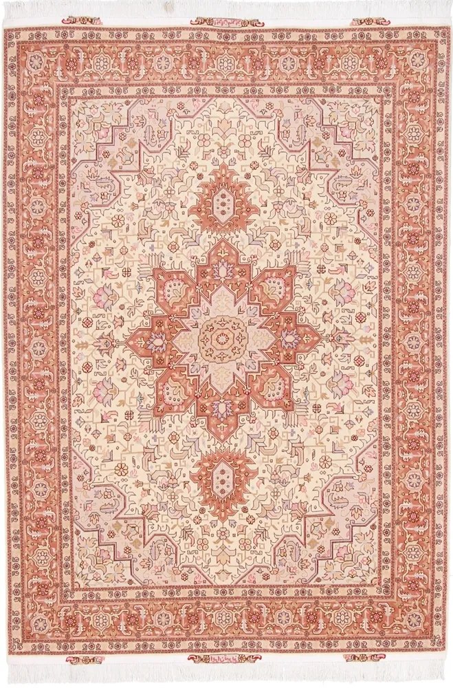 Tabriz Tappeto 210x150 Rosa (Iran) Annodato A Mano