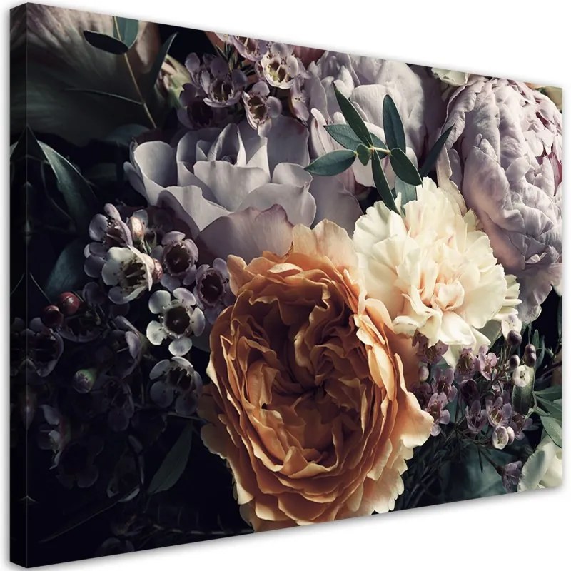 Quadro su tela, Fiori di bouquet peon pastello  Dimensioni Tappeti 120x80