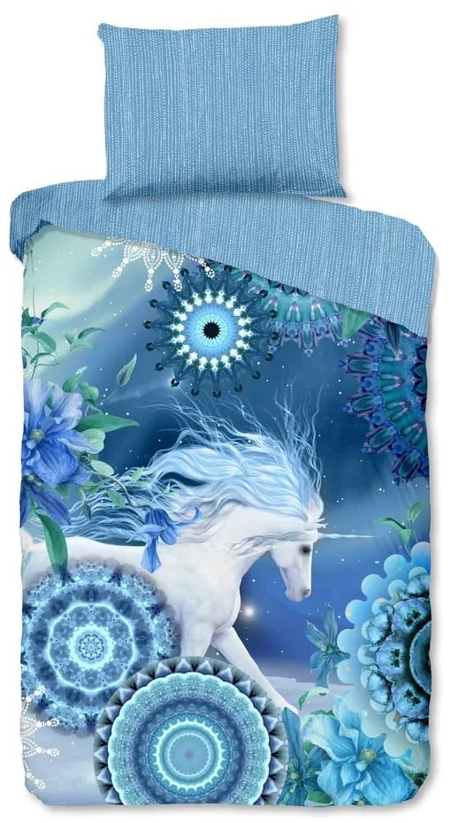 Biancheria da letto blu in flanella per letto singolo 140x200 cm Lumi – HIP