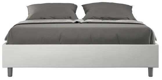Letto matrimoniale contenitore imbottito 160x200 similpelle bianco Azelia