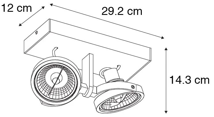 Faretto moderno nero 2 luci - Master 111