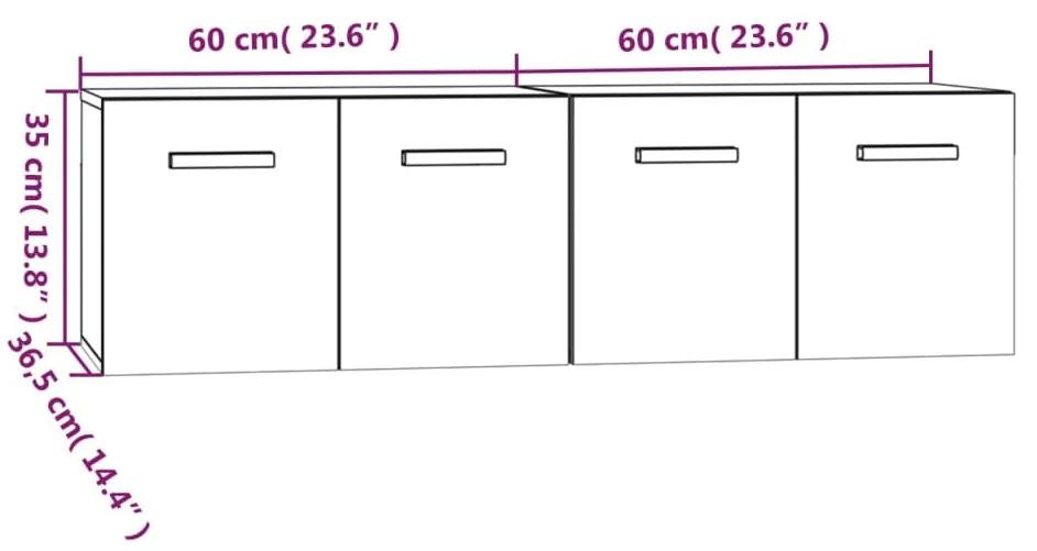 Mobili Parete 2 pz Bianco 60x36,5x35 cm Legno Multistrato