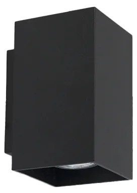 Lampada da parete moderna nera quadrata 2 luci - Sandy