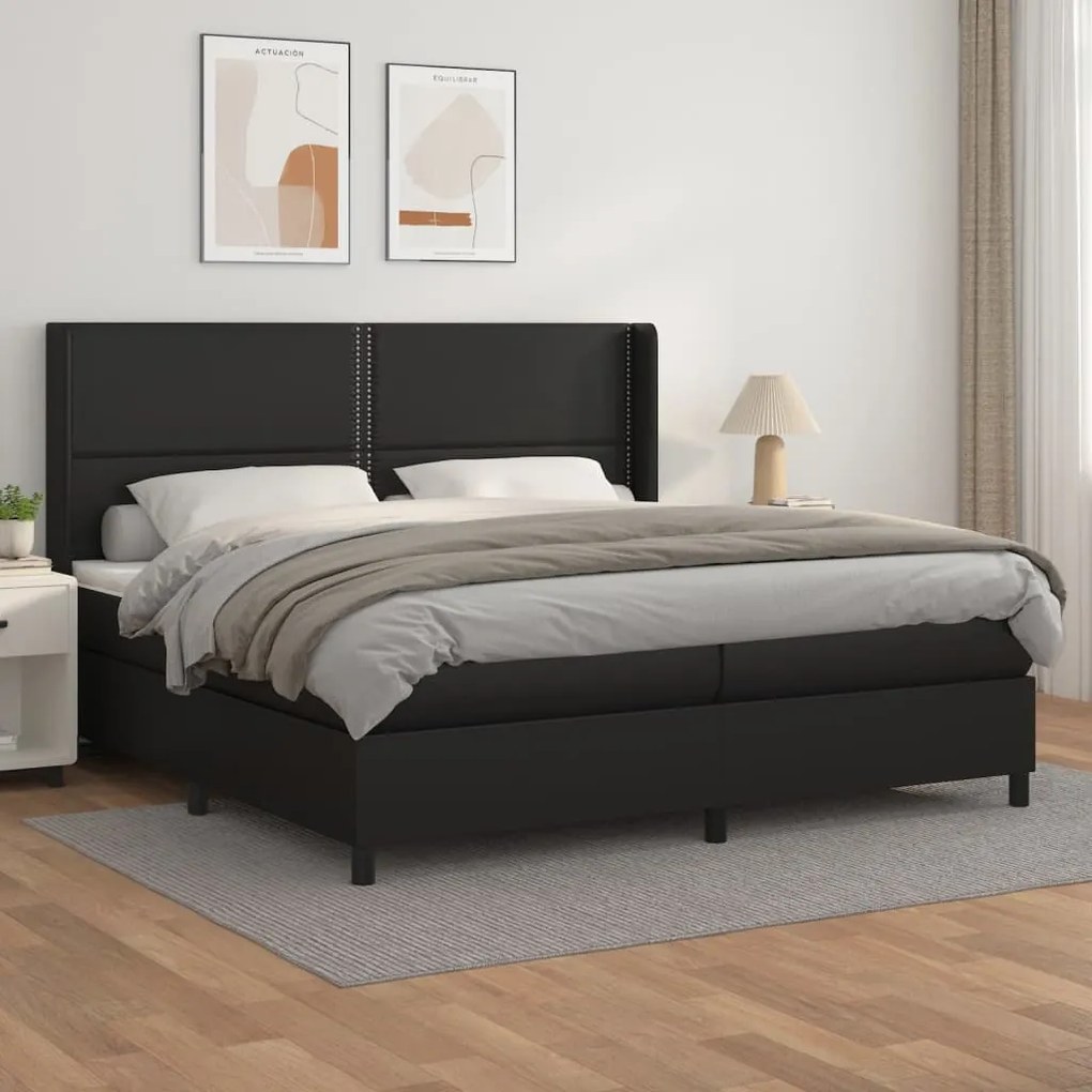 Giroletto A Molle Con Materasso Nero 200x200 Cm İn Similpelle /