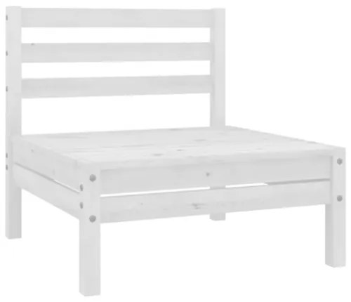 Set Divani da Giardino 7 pz Bianco in Legno Massello di Pino